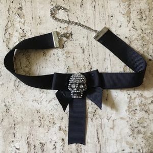 Crystal skull 💀 ribbon choker